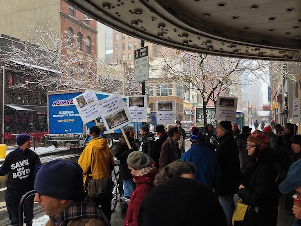 Dec 10, 2014 rally to save the Boyd Theater from demolition.